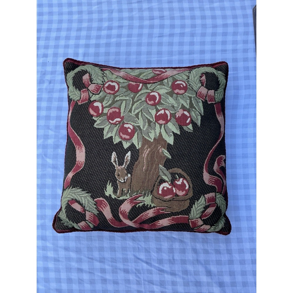 Tapestry Pillow Rabbit Tree French Country‎ Tapisserie Tapestry France Easter